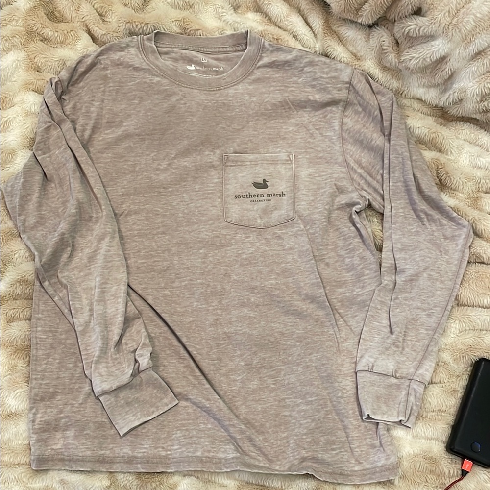 Southern Marsh Tan Long Sleeve Tee Casual Comfort